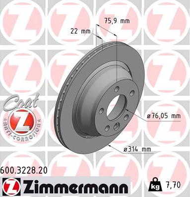 Zimmermann 600.3228.20 - Гальмівний диск autozip.com.ua