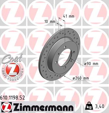 Zimmermann 610.1198.52 - Гальмівний диск autozip.com.ua