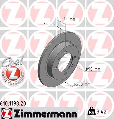 Zimmermann 610.1198.20 - Гальмівний диск autozip.com.ua