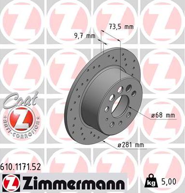 Zimmermann 610.1171.52 - Гальмівний диск autozip.com.ua