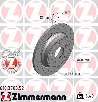 Zimmermann 610.3703.52 - Гальмівний диск autozip.com.ua