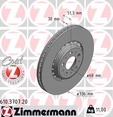Zimmermann 610.3707.20 - Гальмівний диск autozip.com.ua
