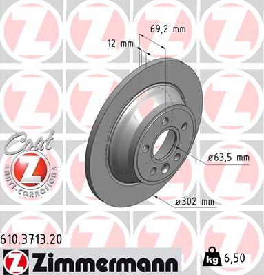 Zimmermann 610.3713.20 - Гальмівний диск autozip.com.ua