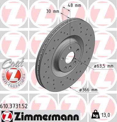 Zimmermann 610.3731.52 - Гальмівний диск autozip.com.ua