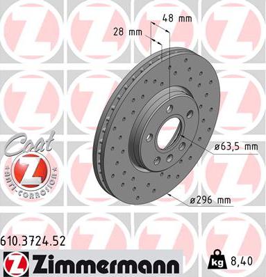 Zimmermann 610.3724.52 - Гальмівний диск autozip.com.ua