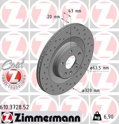 Zimmermann 610.3728.52 - Гальмівний диск autozip.com.ua