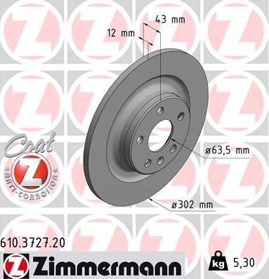 Zimmermann 610.3727.20 - Гальмівний диск autozip.com.ua