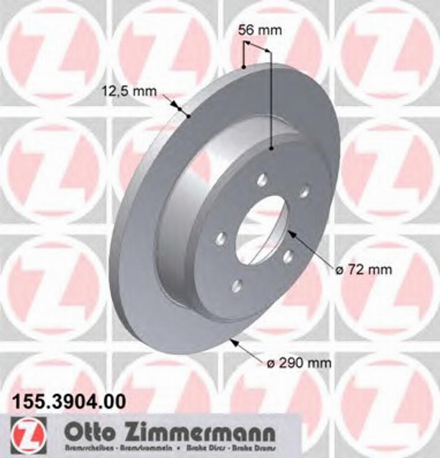 Zimmermann 155.3904.00 - Гальмівний диск autozip.com.ua