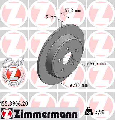 Zimmermann 155.3906.20 - Гальмівний диск autozip.com.ua