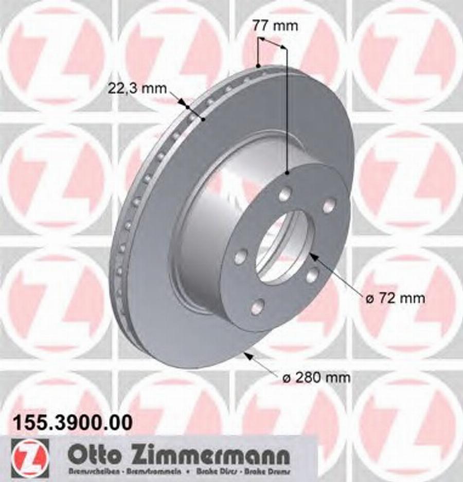 Zimmermann 155.3900.00 - Гальмівний диск autozip.com.ua