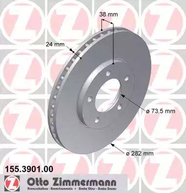 Zimmermann 155.3901.00 - Гальмівний диск autozip.com.ua