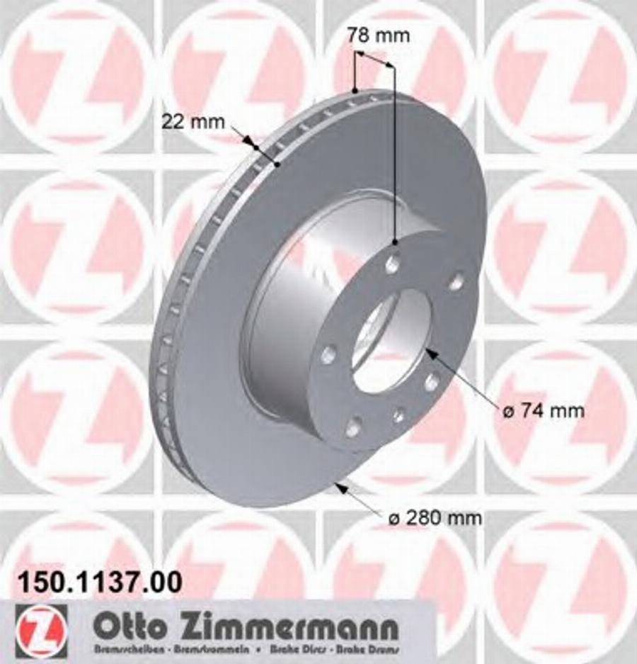 Zimmermann 150 1137 00 - Гальмівний диск autozip.com.ua