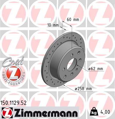 Zimmermann 150.1129.52 - Гальмівний диск autozip.com.ua