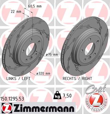 Zimmermann 150.1295.53 - Гальмівний диск autozip.com.ua