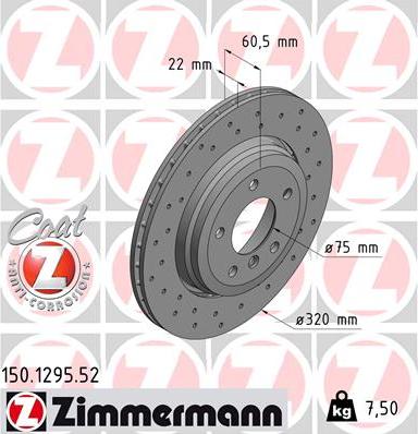 Zimmermann 150.1295.52 - Гальмівний диск autozip.com.ua