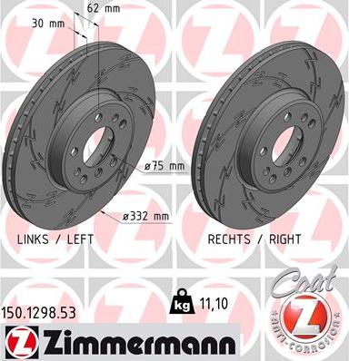 Zimmermann 150.1298.53 - Гальмівний диск autozip.com.ua