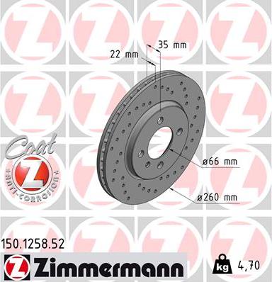 Zimmermann 150.1258.52 - Гальмівний диск autozip.com.ua