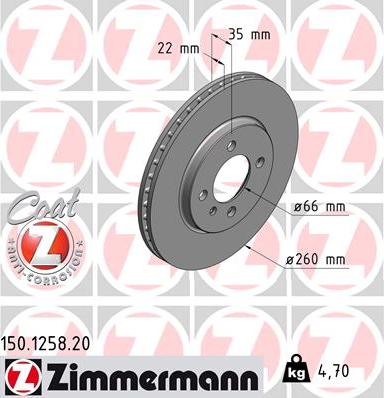 Zimmermann 150.1258.20 - Гальмівний диск autozip.com.ua