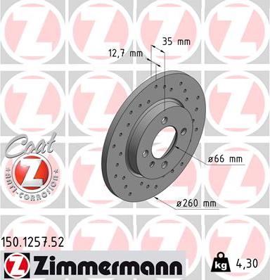 Zimmermann 150.1257.52 - Гальмівний диск autozip.com.ua