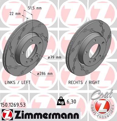 Zimmermann 150.1269.53 - Гальмівний диск autozip.com.ua