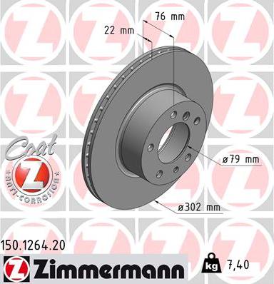 Zimmermann 150.1264.20 - Гальмівний диск autozip.com.ua