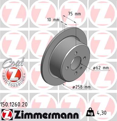 Zimmermann 150.1260.20 - Гальмівний диск autozip.com.ua