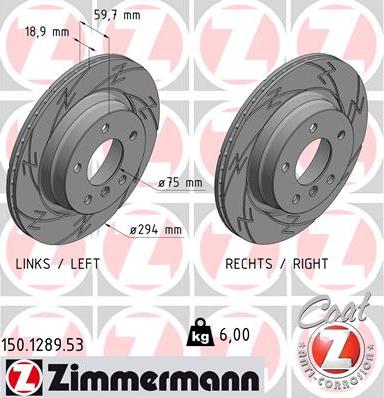 Zimmermann 150.1289.53 - Гальмівний диск autozip.com.ua