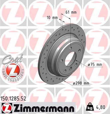 Zimmermann 150.1285.52 - Гальмівний диск autozip.com.ua