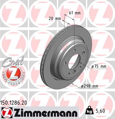 Zimmermann 150.1286.20 - Гальмівний диск autozip.com.ua