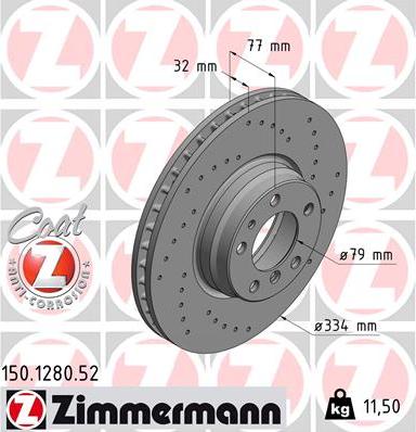Zimmermann 150.1280.52 - Гальмівний диск autozip.com.ua