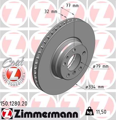 Zimmermann 150.1280.20 - Гальмівний диск autozip.com.ua