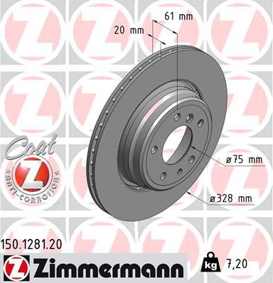 Zimmermann 150.1281.20 - Гальмівний диск autozip.com.ua