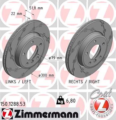 Zimmermann 150.1288.53 - Гальмівний диск autozip.com.ua