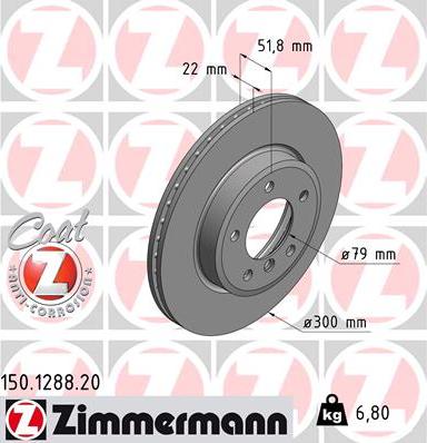 Zimmermann 150.1288.20 - Гальмівний диск autozip.com.ua