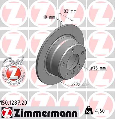 Zimmermann 150.1287.20 - Гальмівний диск autozip.com.ua