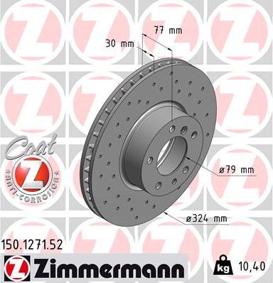Zimmermann 150.1271.52 - Гальмівний диск autozip.com.ua