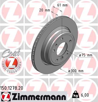 Zimmermann 150.1278.20 - Гальмівний диск autozip.com.ua