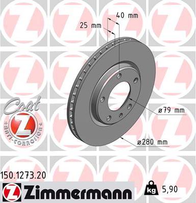 Zimmermann 150.1273.20 - Гальмівний диск autozip.com.ua