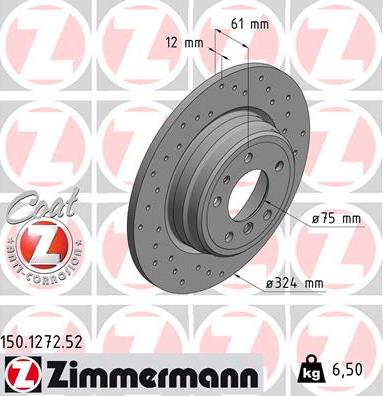 Zimmermann 150.1272.52 - Гальмівний диск autozip.com.ua