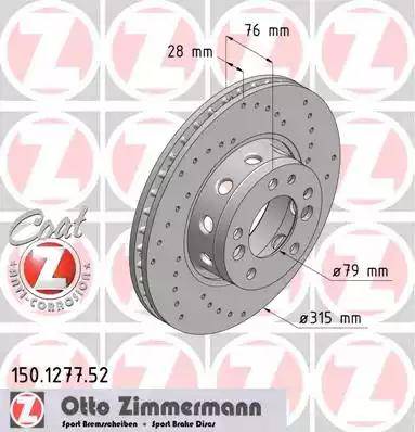 Zimmermann 150.1277.52 - Гальмівний диск autozip.com.ua