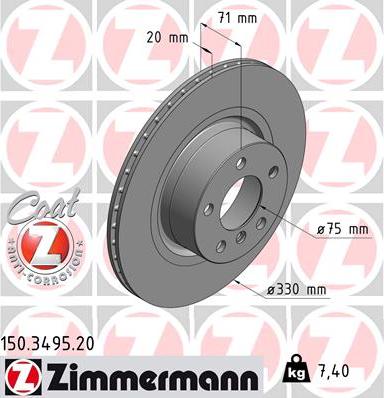 Zimmermann 150.3495.20 - Гальмівний диск autozip.com.ua