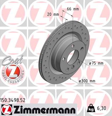 Zimmermann 150.3498.52 - Гальмівний диск autozip.com.ua