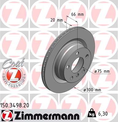 Zimmermann 150.3498.20 - Гальмівний диск autozip.com.ua