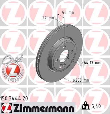 Zimmermann 150.3444.20 - Гальмівний диск autozip.com.ua