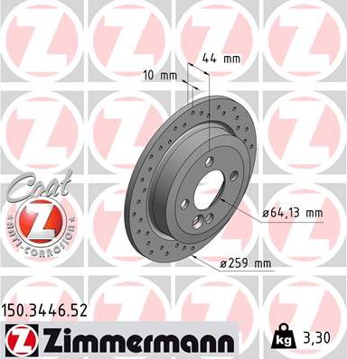 Zimmermann 150.3446.52 - Гальмівний диск autozip.com.ua