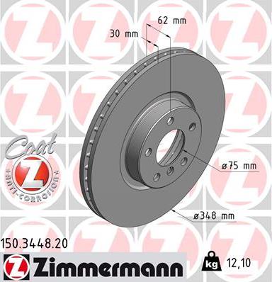 Zimmermann 150.3448.20 - Гальмівний диск autozip.com.ua
