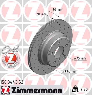 Zimmermann 150.3443.52 - Гальмівний диск autozip.com.ua