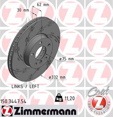 Zimmermann 150.3447.54 - Гальмівний диск autozip.com.ua