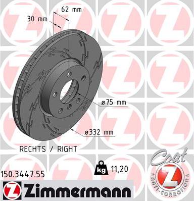 Zimmermann 150.3447.55 - Гальмівний диск autozip.com.ua