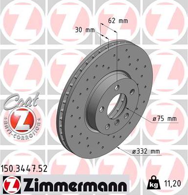 Zimmermann 150.3447.52 - Гальмівний диск autozip.com.ua